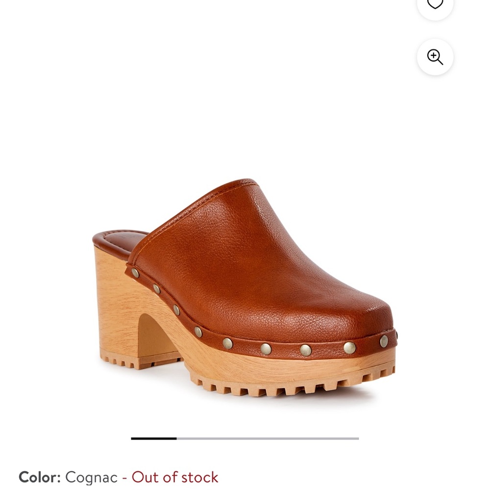 Time and Tru Women's Comet Wooden Heel Mules